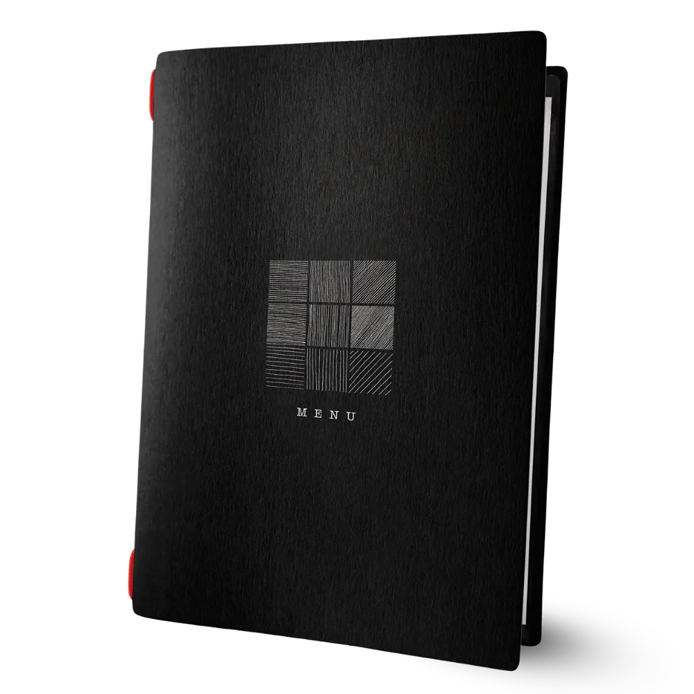 Porte-menu noir avec impression | 17 modèles