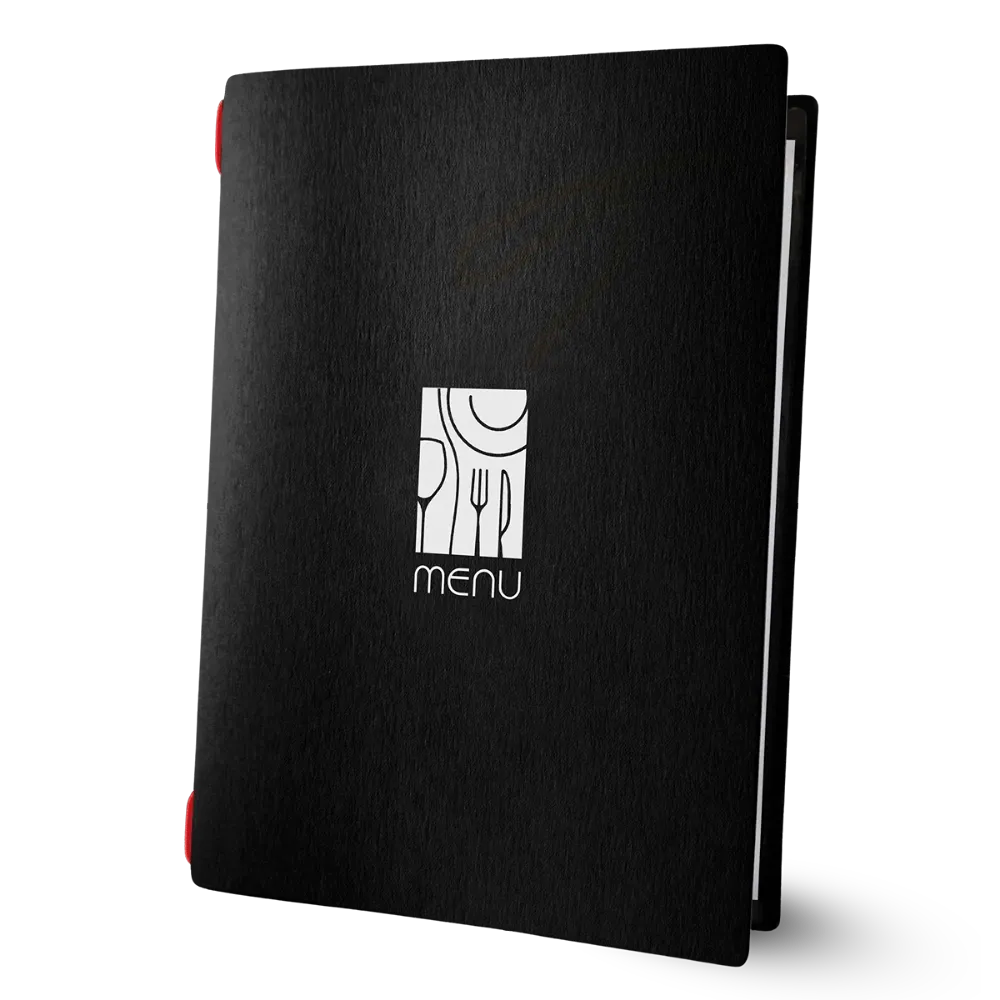 Porte-menu noir avec impression | 17 modèles