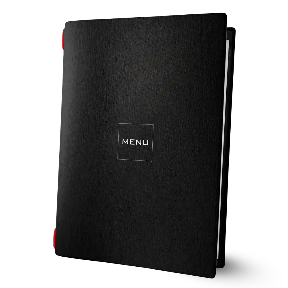 Porte-menu noir avec impression | 17 modèles