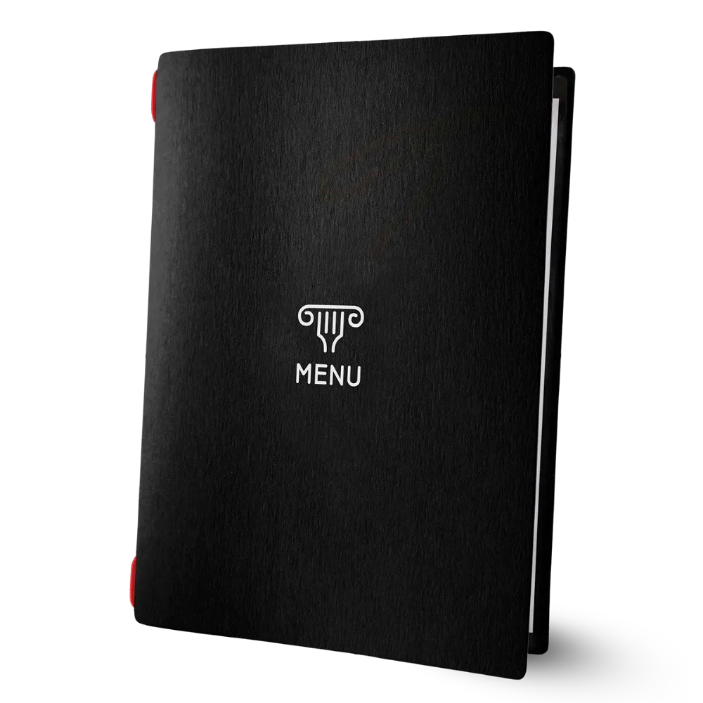 Porte-menu noir avec impression | 17 modèles