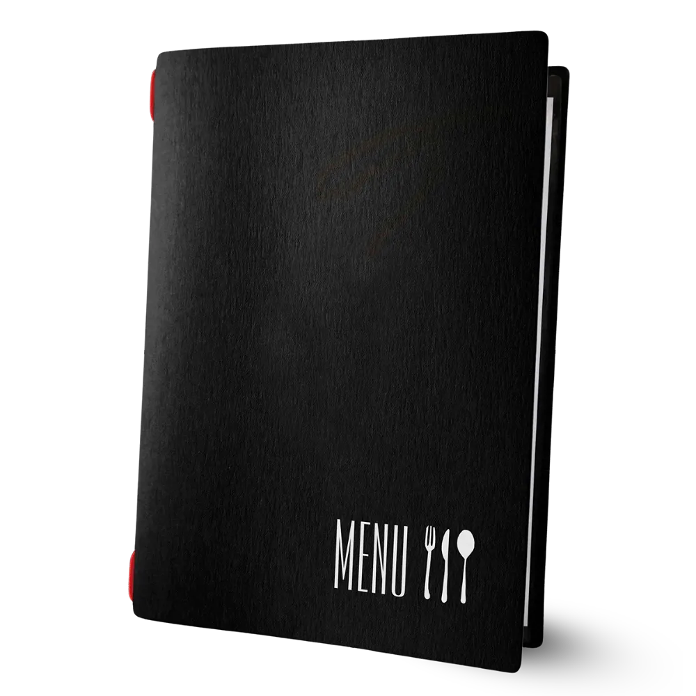 Porte-menu noir avec impression | 17 modèles