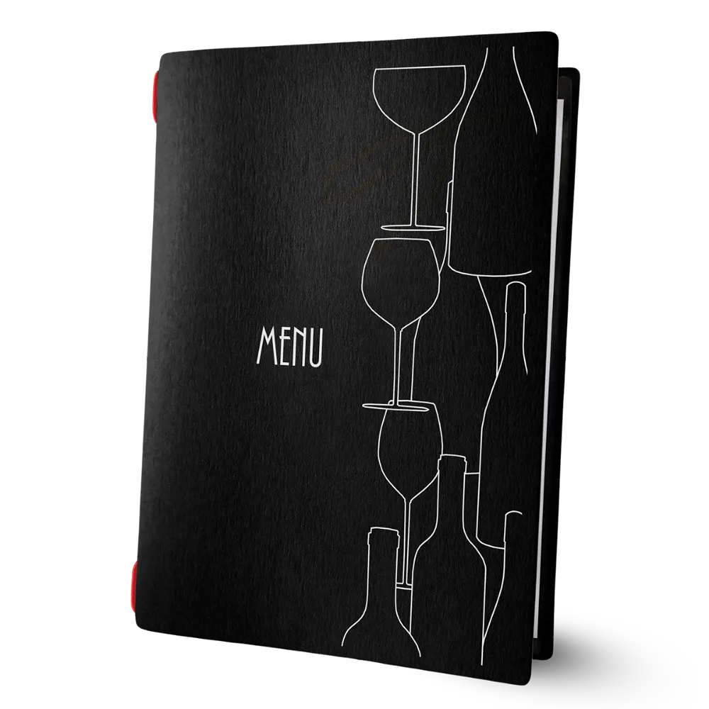 Porte-menu noir avec impression | 17 modèles