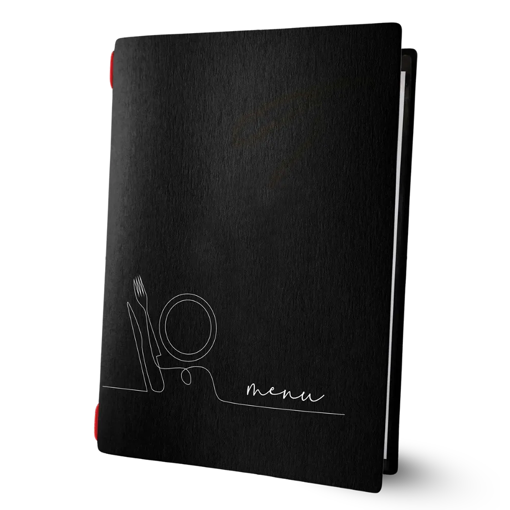 Porte-menu noir avec impression | 17 modèles