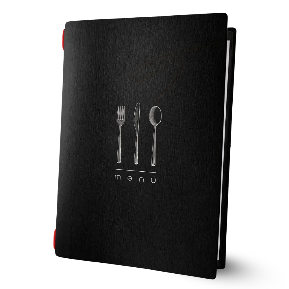Porte-menu noir avec impression | 17 modèles
