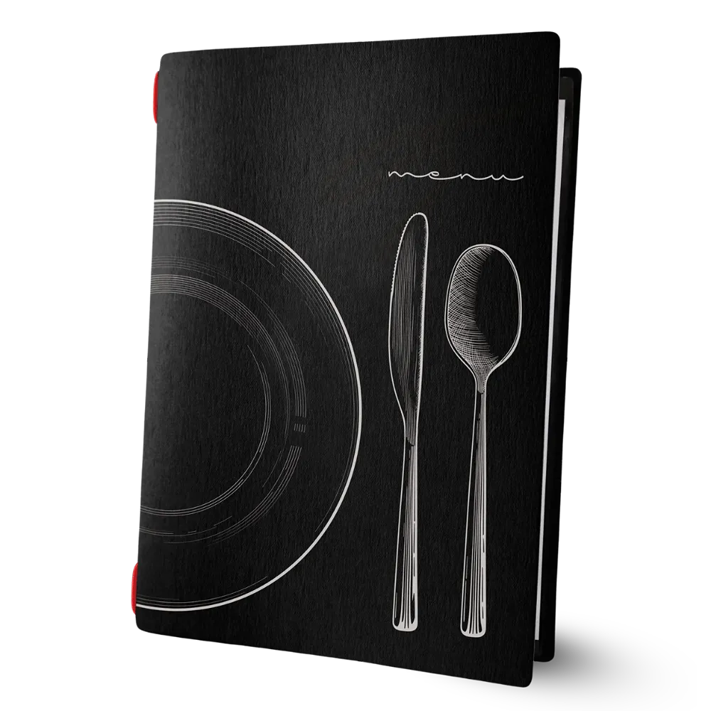 Porte-menu noir avec impression | 17 modèles