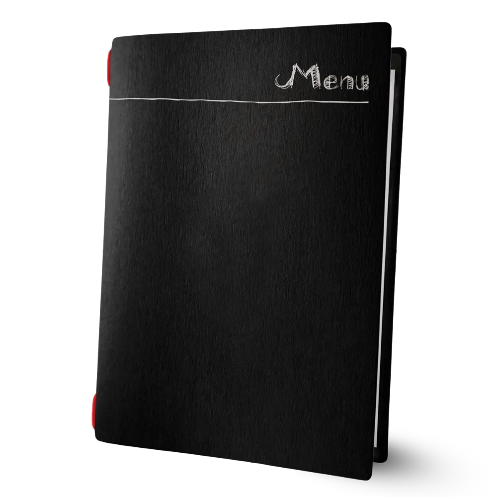Porte-menu noir avec impression | 17 modèles