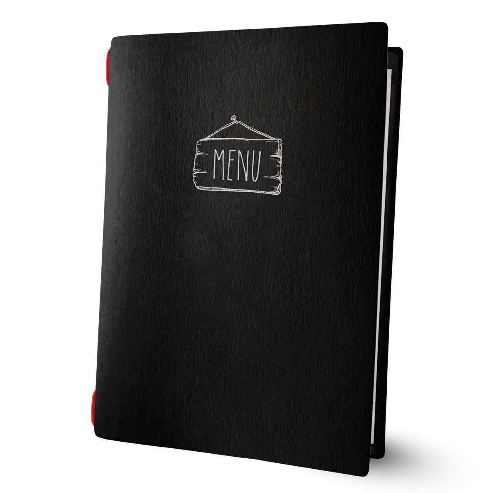 Porte-menu noir avec impression | 17 modèles