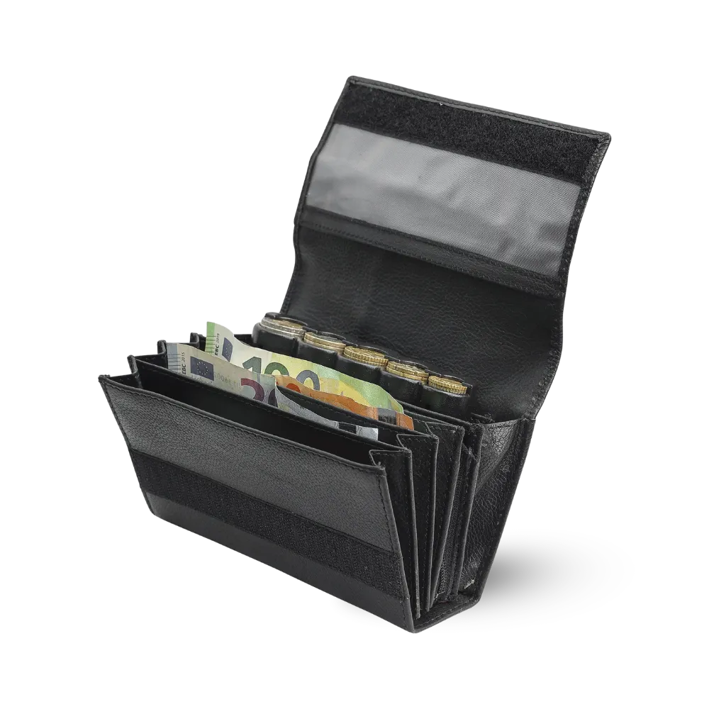Black Horeca Leather Wallet | Velcro Closure | Classic Line | 17x11.5x3.5 cm