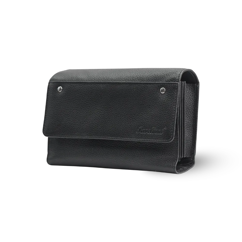 Portefeuille de serveur noir en cuir | Fermeture Velcro | Ligne Classique | 19x12x3 cm