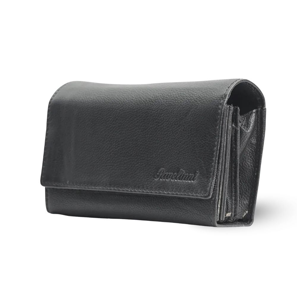 Black Horeca Leather Wallet | Velcro Closure | Classic Line | 17x11.5x3.5 cm