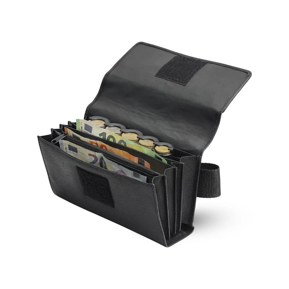 Portefeuille de serveur noir en cuir | Fermeture Velcro | Ligne Classique | 19x12x3 cm