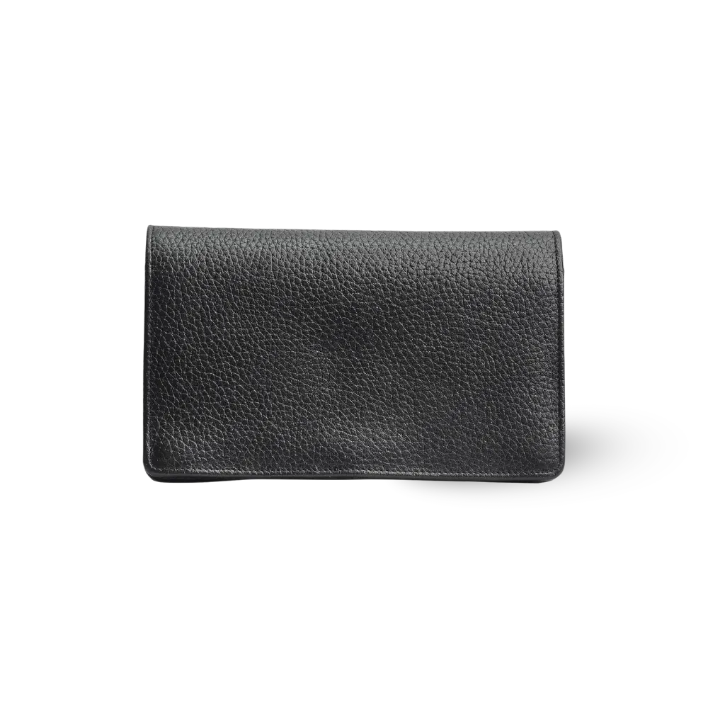 Portefeuille de serveur en cuir noir à trois loquets | Cuir | Ligne Classique | 17x13x3,5 cm