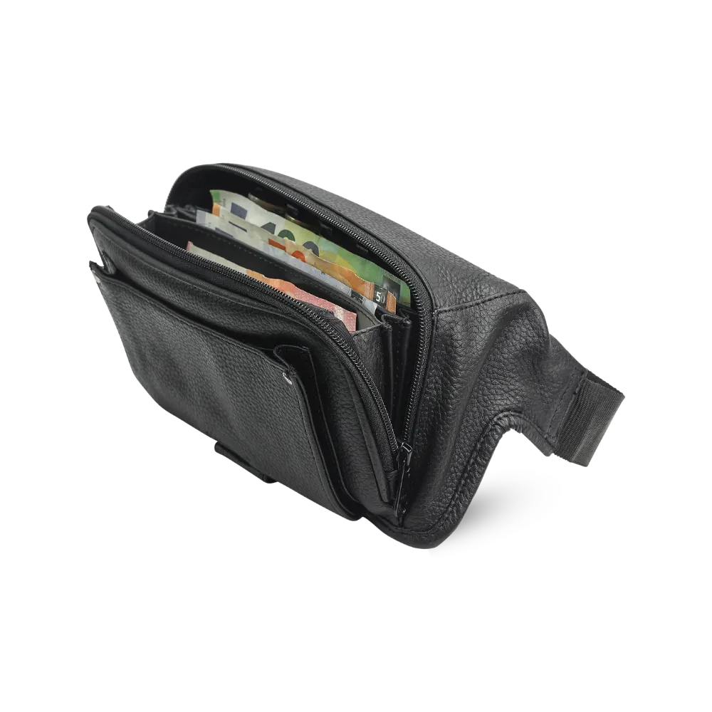 Black Hospitality Waist Bag | Leather | Classic Line | 23x12x3 cm