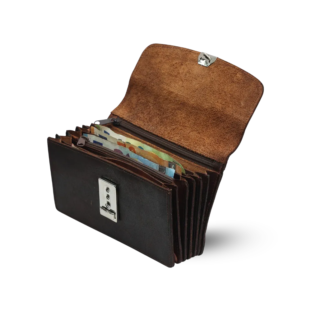 Kelner portemonnee met Driepuntsluiting | Leder | Gladiator Line | 18x10x3 cm